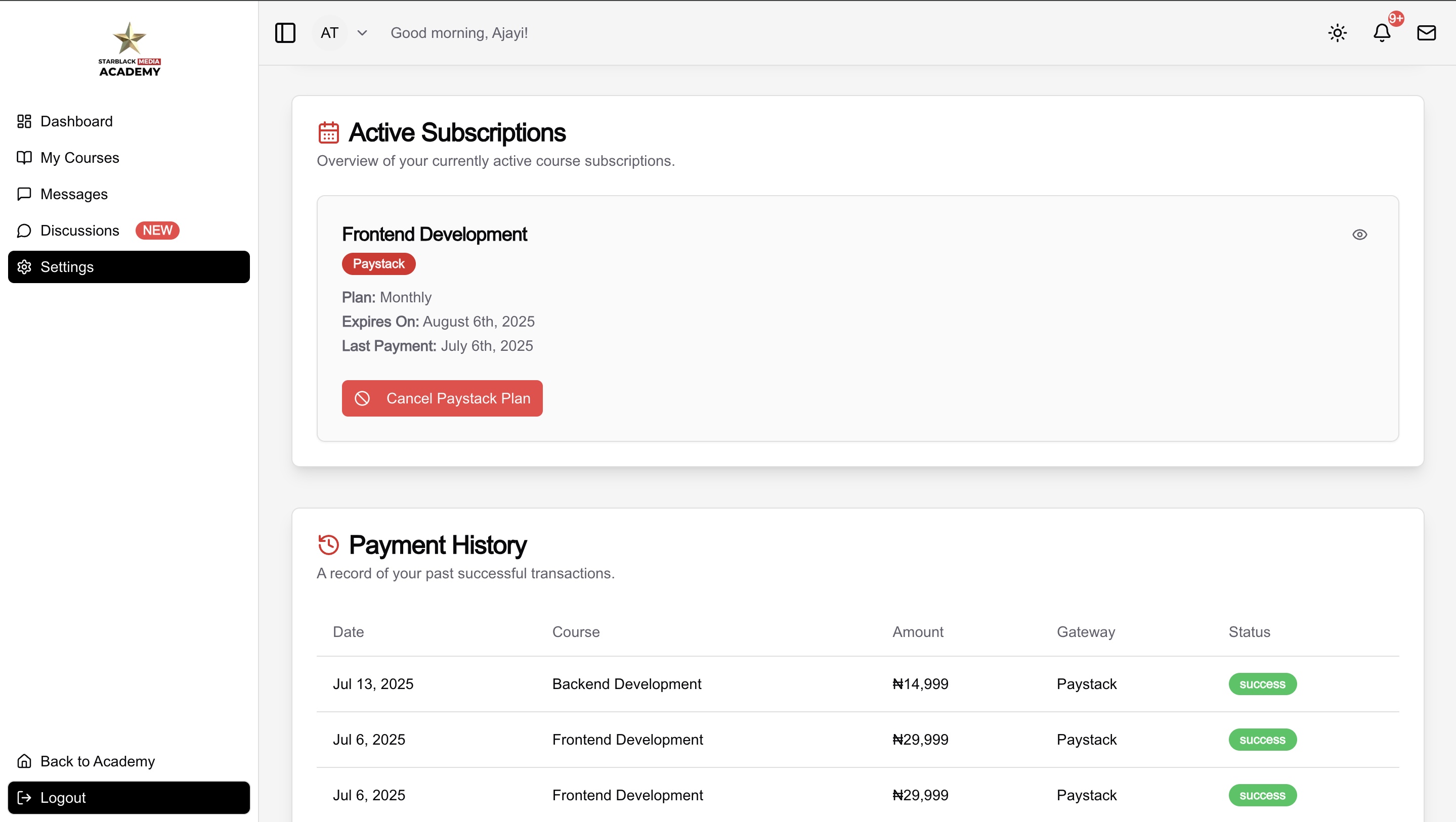 Billing Page