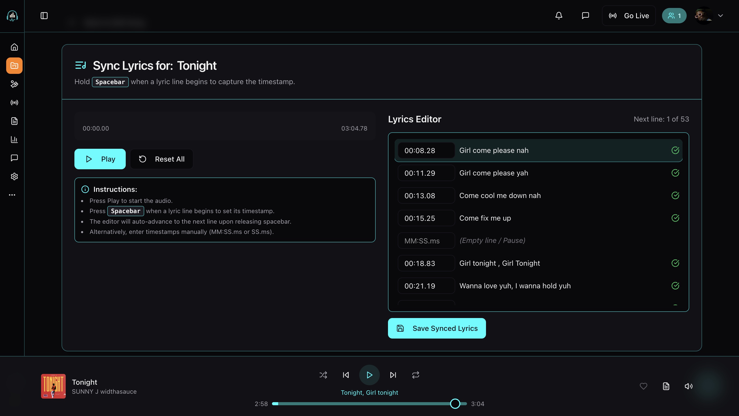Sync Lyric Editor